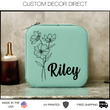 Load image into Gallery viewer, Personalized travel jewelry box, square earring organizer, bridesmaid gifts, Floral Jewelry Case, Personalized Birth Flower Jewelry Box