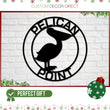 Load image into Gallery viewer, Personalized Metal Pelican Sign, Customizable Door Hanger or Wall Art, Pelican Sign, Last name Sign, Metal sign, Lake Sign, Lake House Sign