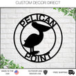 Load image into Gallery viewer, Personalized Metal Pelican Sign, Customizable Door Hanger or Wall Art, Pelican Sign, Last name Sign, Metal sign, Lake Sign, Lake House Sign