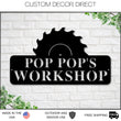 Load image into Gallery viewer, Christmas Gift, Holiday Sale, Pop Pop's Workshop Sign In A Saw Blade, Crescent Wrench & Hammer Art, Gifts For Pop Pop, Woodworker Sign