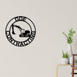 Load image into Gallery viewer, Construction themed Nursery Sign, Excavator Name Sign, Metal Circle Name Sign, Custom Baby Sign, Kids Name Sign, Nursery Decor, Excavator