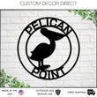 Load image into Gallery viewer, Christmas Gift, Personalized Metal Pelican Sign, Customizable Door Hanger or Wall Art, Pelican Sign, Last name Sign, Metal sign, Lake Sign