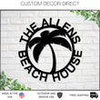 Load image into Gallery viewer, Christmas Gift, Beach House Personalized, Steel Metal Wall Sign, Wall Customized with Name and Palm Trees, Personalized Palm Tree Metal