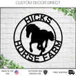 Load image into Gallery viewer, Personalized Horse Metal Sign, Horseshoe Art, Western Decor, Initial Metal Sign, Housewarming Gift, Metal Wall Art, Metal Wall Decor, Sign