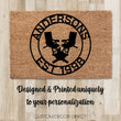 Load image into Gallery viewer, RV Doormat, Personalized Doormat, Camper Doormat, Last name Doormat, Campfire Doormat, Camper Rug, Monogram Doormat, Wedding Gift, Camping