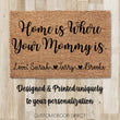 Load image into Gallery viewer, Home is Where Your Mom is, Mothers Day Gift, Mothers day Doormat, Personalized Doormat, Mom Doormat, Gift for Mom, Gigi, Grandma, Mommy