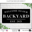 Load image into Gallery viewer, Welcome to Our Backyard Sign, Personalized Backyard Name Sign, Outdoor patio Sign, Backyard Decor, Welcome Sign, Personalized Sign, Metal
