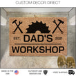 Load image into Gallery viewer, Personalized Fathers Day Gift, Dads Workshop, Dads Garage Doormat, Welcome Mat, Gift for Husband, Gift for Dad, Personalized Doormat Shop