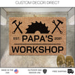 Load image into Gallery viewer, Personalized Fathers Day Gift, Papa's Workshop, Papa's Garage Doormat, Welcome Mat, Gift for Husband, Gift for Papa, Shop Doormat, Paw paw