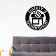 Load image into Gallery viewer, Personalized Fathers day Gift, Pop Pop's Workshop Sign In A Saw Blade, Crescent Wrench & Hammer Art, Gifts For Pop Pop, Woodworker Sign