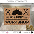 Load image into Gallery viewer, Personalized Fathers Day Gift, Papa's Workshop, Papa's Garage Doormat, Welcome Mat, Gift for Husband, Gift for Papa, Shop Doormat, Paw paw