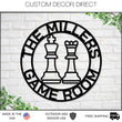 Load image into Gallery viewer, Board Game Sign, Custom Chess Sign, Personalized, Metal Chess Piece, Board game room sign, Gaming room, Gaming room house decor