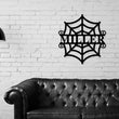 Load image into Gallery viewer, Spider Web Custom Monogram Metal Sign, Halloween Door Hanger, Halloween Decor, Fall Decor, Fall Wreath, Halloween Sign, Metal Art