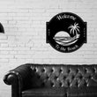 Load image into Gallery viewer, Pool Sign, Metal Pool Sign, Beach House Sign, Personalized pool, Palm Trees, Beach Decor, Front door, Tropical Patio Pool Sign, Patio metal