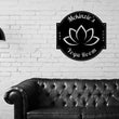 Load image into Gallery viewer, Yoga Metal Sign, Personalized Yoga Sign, Yoga Studio Decor, Lotus Flower sign , Yoga Room Name Sign, Mother's Day Gift, Gift for Her, Zen