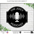 Load image into Gallery viewer, Podcast Studio Sign, Podcast Room Sign, Podcast Logo, Metal Sign, Podcast Decor, Podcast name Sign, Earphones Custom Sign, Microphone