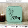 Load image into Gallery viewer, Personalized travel jewelry box, square earring organizer, bridesmaid gifts, Floral Jewelry Case, Personalized Birth Flower Jewelry Box, her