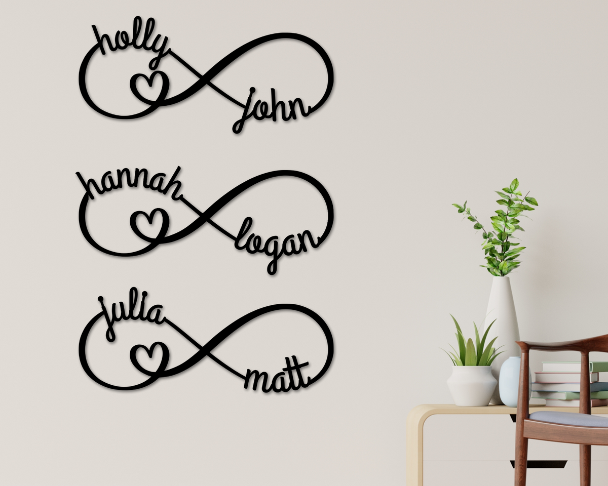 Wall Decal Infinity Two Names as Desired Heart Wall Decal 