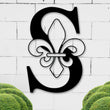 Load image into Gallery viewer, Fleur De Lis, Last Name Monogram, Monogram Door Hanger, Wedding Monogram, Initial Sign, Fleur De Lis Wall Art, Metal Monogram, Door Hanger