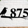Load image into Gallery viewer, Crow Sign, Crow Address Sign, Bird House Numbers, Branch Address Sign, Porch Sign, Metal Address Sign, Metal Address numbers, Address Sign
