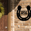 Load image into Gallery viewer, Metal Horseshoe Sign, Horseshoe Address Numbers, Horseshoe Address Sign, Custom Address Sign, Horse Address Sign, Horseshoe , Address Sign