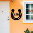 Load image into Gallery viewer, Metal Horseshoe Sign, Horseshoe Address Numbers, Horseshoe Address Sign, Custom Address Sign, Horse Address Sign, Horseshoe , Address Sign