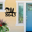Load image into Gallery viewer, Surfboard Address Sign, Surfboard Decor, Metal Surfboard Address Sign, Address Sign, surf style, surf art, Metal Beach House Numbers, Steel