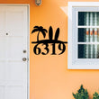 Load image into Gallery viewer, Surfboard Address Sign, Surfboard Decor, Metal Surfboard Address Sign, Address Sign, surf style, surf art, Metal Beach House Numbers, Steel
