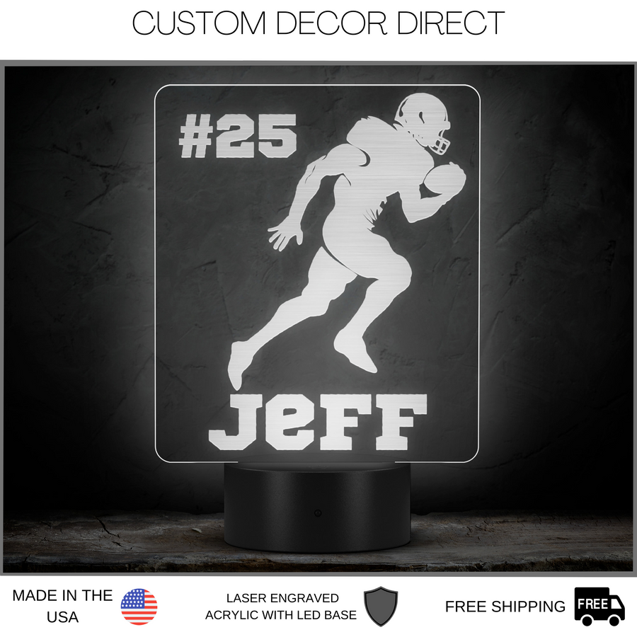 Football LED Light, Personalized Football Night Light, Football Team Decor, Sports, Name Sign, Desk Sign, Lamp, Custom Night Lights Gift