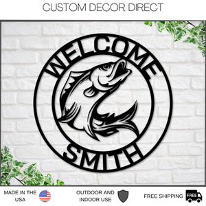 Custom Fishing Sign – Laser Cut Metal | Powder Coated Steel Rustic Camp Wall Art
