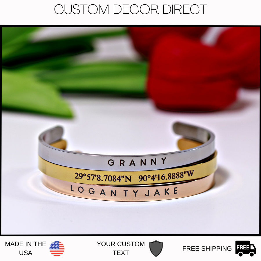 Personalize Bracelet, Custom Name Jewelry, Custom Text, Customized Cuff, Custom Bracelet, Gift for Mom Gf, Engraved Cuff, Personalized Gift