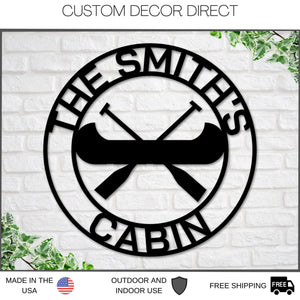 Metal Canoe Sign - Custom Cabin Wall Art | Powder Coated Steel Lake House Decor