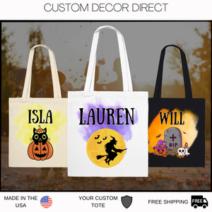 Halloween Tote Bag, Halloween Treat Bag, Kids Halloween Bag, Trick or Treat Bag, Customized Halloween Bag