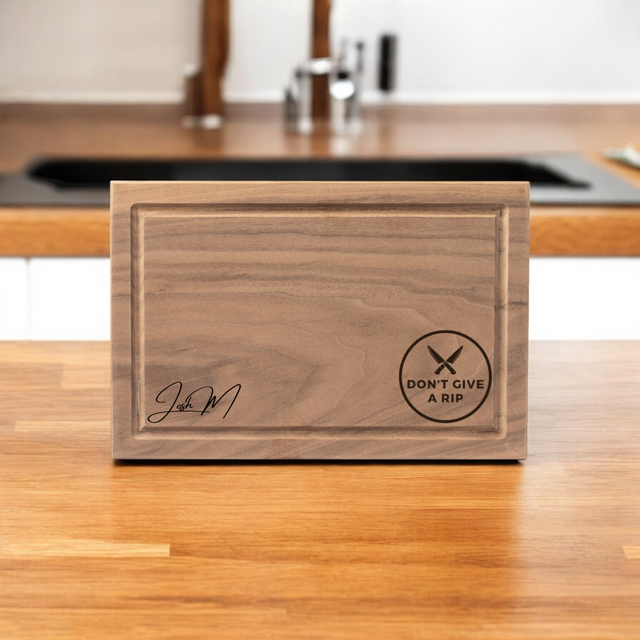 Personalized Don't give a Rip Cutting Board Signature with juice groove