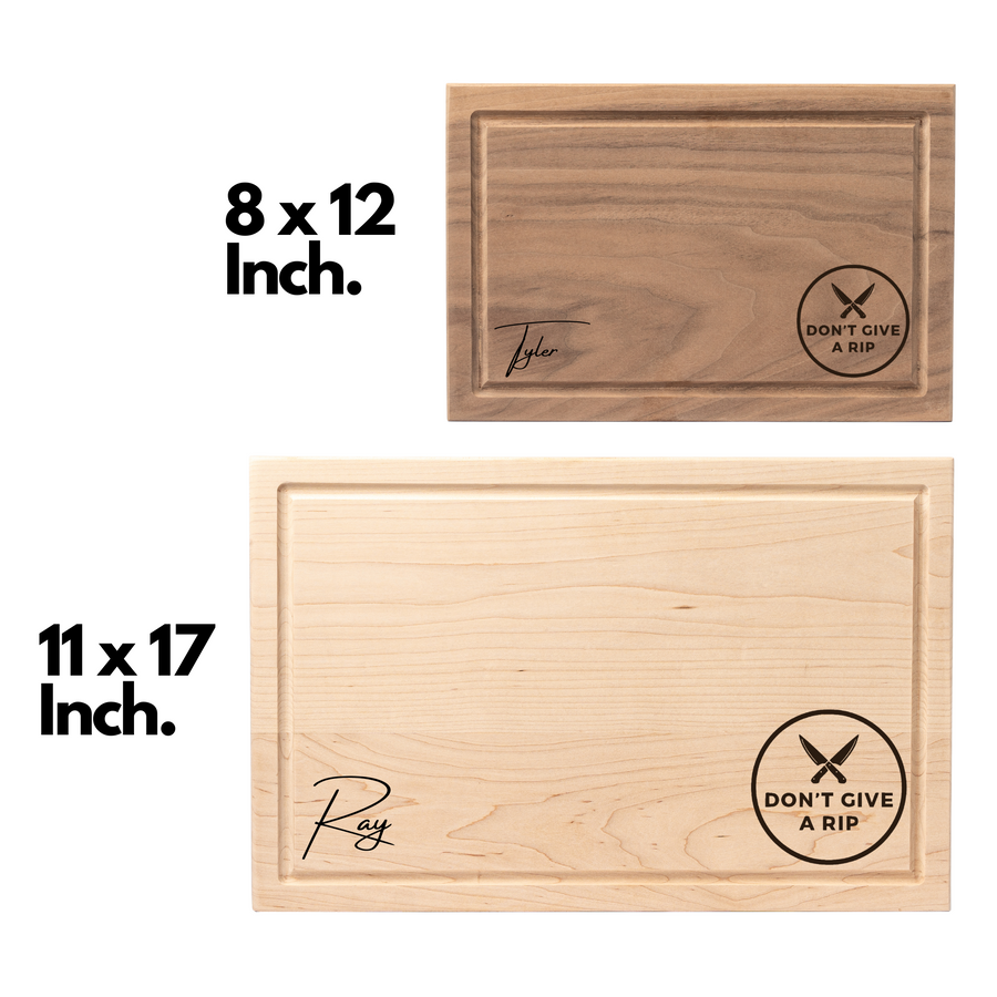 Personalized Don't give a Rip Cutting Board Signature with juice groove