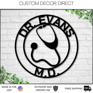 Doctor Metal Sign - Custom Laser Cut Steel Sign With Powder Coated Finish
