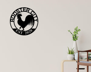 Personalized Rooster Sign – Custom Metal Chicken Sign | Durable Outdoor Coop Decor