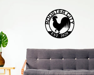 Personalized Rooster Sign – Custom Metal Chicken Sign | Durable Outdoor Coop Decor