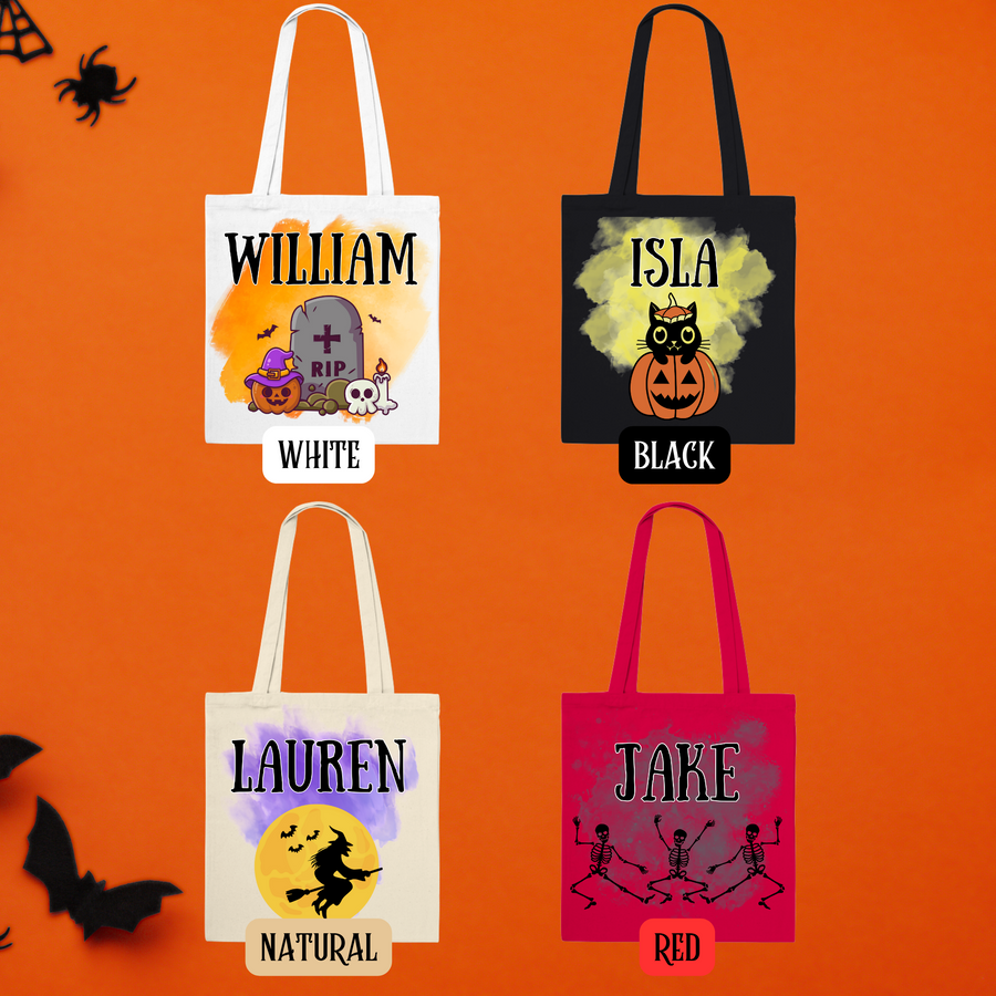 Halloween Tote Bag, Halloween Treat Bag, Kids Halloween Bag, Trick or Treat Bag, Customized Halloween Bag