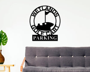 Personalized Golf Sign - Custom Steel Metal Wall Art | Gold Cart Parking Decor