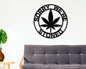 Marijuana Wall Sign - Custom Text Metal Pot Leaf Art | Durable Steel Decor