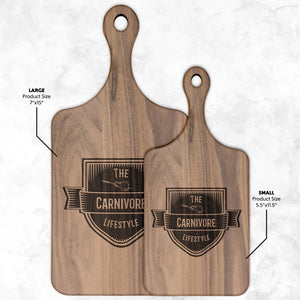 The Carnivore Lifestyle Logo Paddle Cutting Board