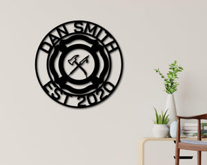 Personalized Firefighter Sign – Custom Maltese Cross Metal Wall Art