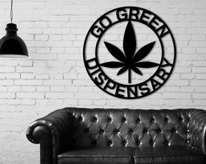 Marijuana Wall Sign - Custom Text Metal Pot Leaf Art | Durable Steel Decor