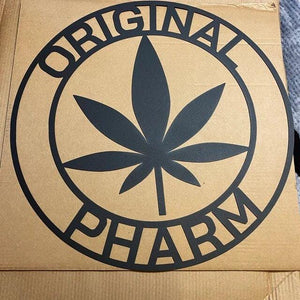 Marijuana Wall Sign - Custom Text Metal Pot Leaf Art | Durable Steel Decor