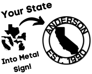 Custom State Sign - Personalized Metal Wall Decor | Laser Cut Metal Art