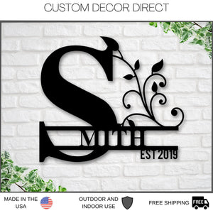 black family last name metal sign with established date