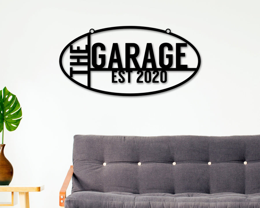 Custom Garage Sign, The Garage EST Sign, Personalized Gift For Him, Husband Gift, Shop Sign, Metal Workshop Sign, Metal Sign, Workshop Sign