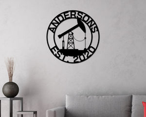 Oil pump sign, Oilfield Decor, Metal Wall Art, Pump jack, Oil Field Sign, Oil Drilling rig, Midwest Art, Man Cave Decor, Oil Pump Jack