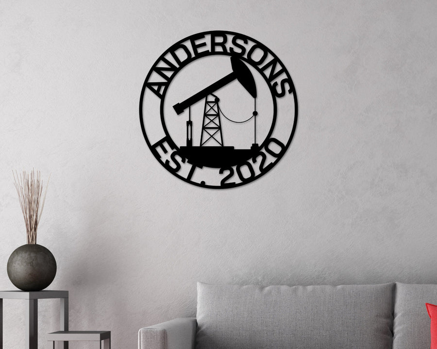 Oil pump sign, Oilfield Decor, Metal Wall Art, Pump jack, Oil Field Sign, Oil Drilling rig, Midwest Art, Man Cave Decor, Oil Pump Jack